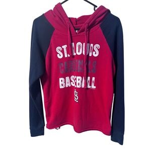 New Era St Louis Cardinals Baseball Raglan Hoodie Red Navy Size S